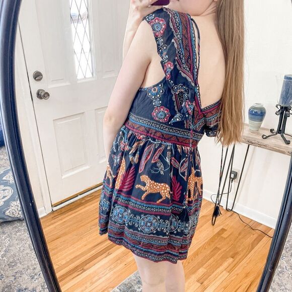 Anthropologie Deep V Tunic Mini Dress Cheetah MP - Picture 3 of 9
